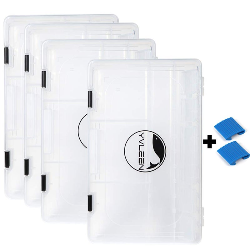 YVLEEN Fishing Tackle Boxes - 3600 3700 Tackle Box Plastic Storage Organizer Box with Removable Dividers - 2packs/4packs Tackle Trays - Included 2pcs of Extra Clip - Image 1